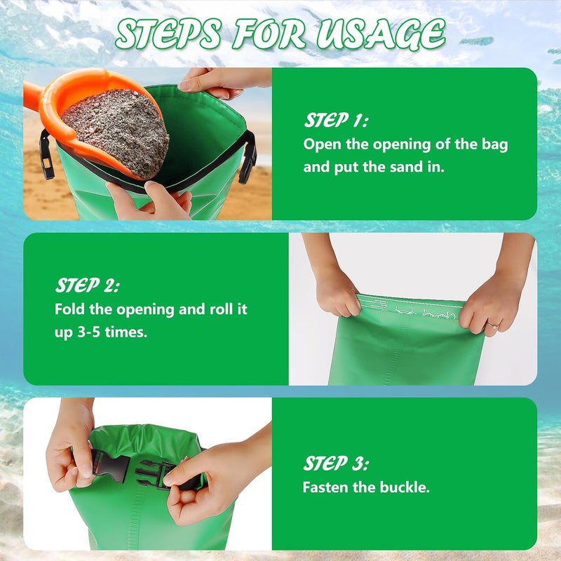 whumsdog Universal Foldable Pool Stair Weights - 250D PVC Waterproof, Easy Fill Sand (Green) for Above Ground Pool Ladder - Image 5